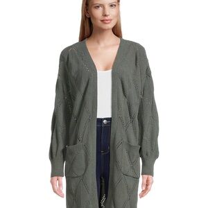 Women's Green-Gray Knit Cardigan